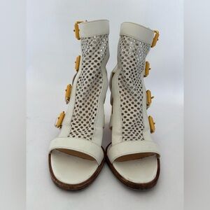 Christian Louboutin White and Gold Sandals